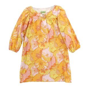 LE SHACK Mini Dress Floral Yellow Orange Pink MADE IN USA Size 6